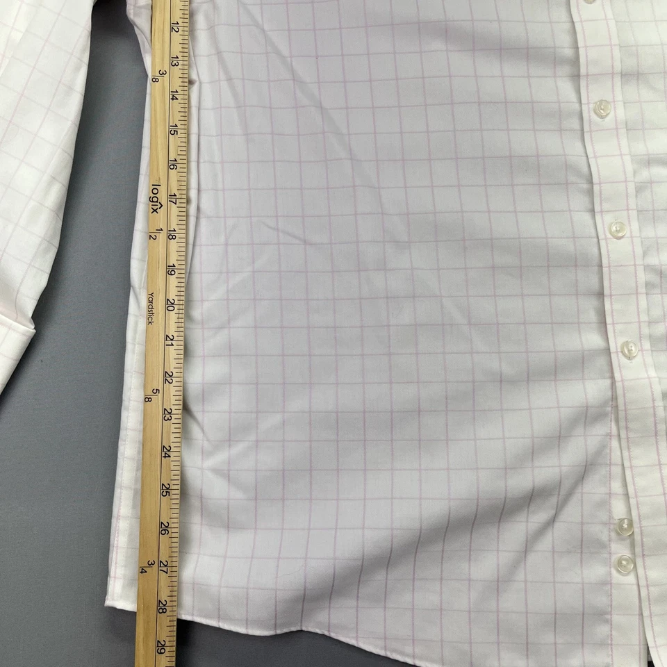 Camisa Tasso Elba 18.5 Talla XXL Para Hombre Puño Francés Calce Regular Sin Hierro Blanca A Cuadros Foto 4 de 4