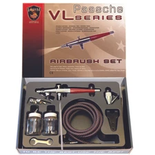 VLS-3AS Paasche Double Action Siphon Feed Airbrush Set with all Three Heads