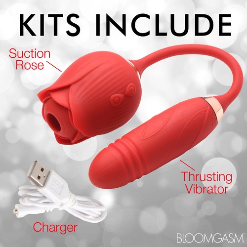 10x Romping Rose Suction And Thrusting Vibrator - Picture 9 of 13