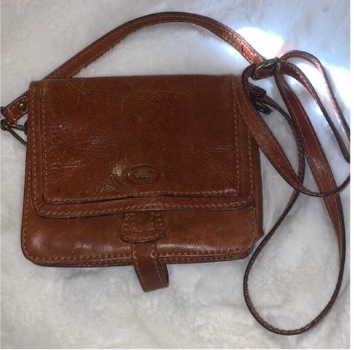 THE BRIDGE Vintage Brown Leather Crossbody Boho Chic Bag Purse Made in Italy