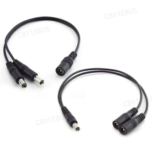 2Way DC Power Splitter Cable Cord Adapter Female Male CCTV Camera LED strip B11 - Picture 1 of 8