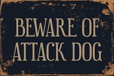 Beware Of Attack Dog 8" x 12" Vintage Aluminum Retro Metal Sign VS460