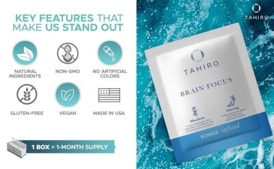 TAHIRO Brain Focus Supplement   Brain Supplements for Memory and Focus