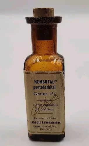 Antique bottle NEMBUTAL pentobarbital by Abbott Laboratories , Empty
