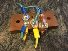 Brass terminal block 3 x 1 1/2 x 3/8 thick , ground strip elcetrical power panel