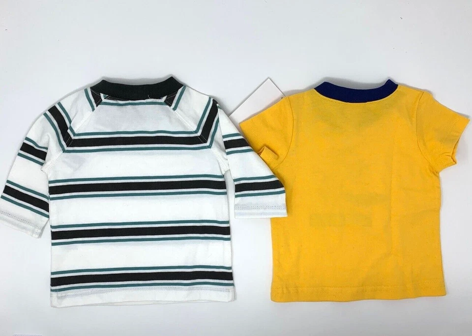 NUEVO CON ETIQUETAS Gymboree Niños 0-3 Meses Lote de 2 Camisas Rayas y Animales de Safari Amarillas Foto 2 de 4