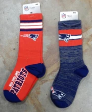 2 Pack NFL New England Patriots Socks Gift Dress Medium Script First String Blue