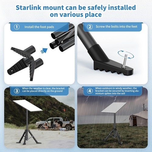 Starlink Gen 3/ Starlink Mini Tripod Stand with Pipe Adapter, Outdoor Portable S - Picture 4 of 7