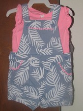 Girls Carter's NWT 2 pc short sleeved pink shortall set size 6 mos
