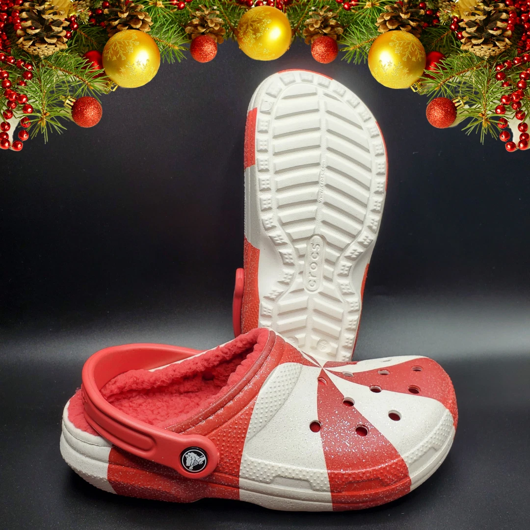 Classic Lined Holiday Christmas Candy Cane Clogs
