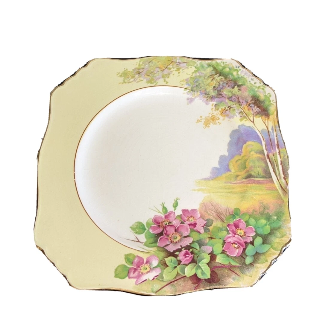 Royal Winton Grimwades yellow nature scenery Vintage Antique Plate