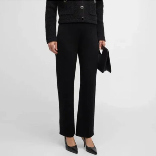 St. John Women's Santiago Black Knit Wide Leg Pants - 第 1/8 張圖片