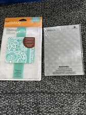 2 Cricut Cuttlebug Embossing Folder Border Bit Of Paisley & Loose Flower New