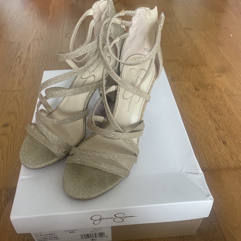 Women’s Jessica Simpson Gold Sparkle Sandals Size 6M 