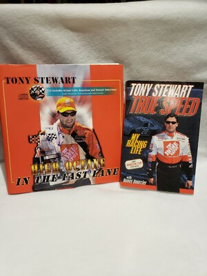 Tony Stewart Memorabilia NASCAR books ''High Octane'' with CD and ''True Speed''