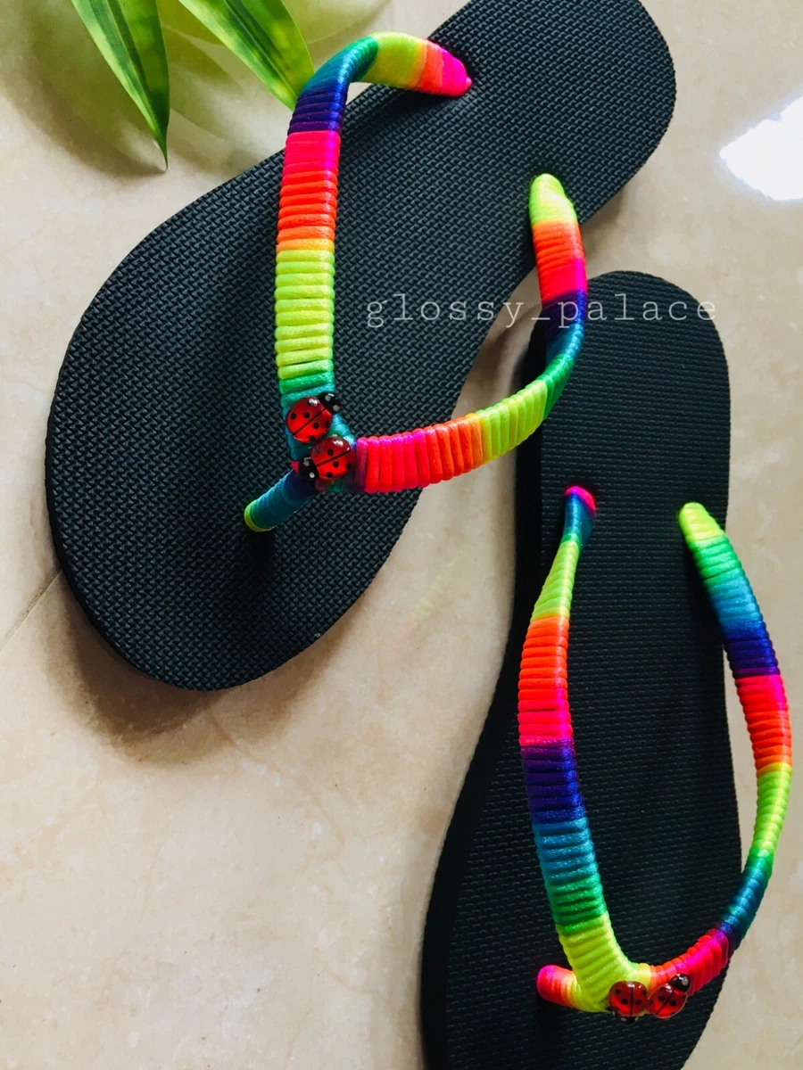 Black Slippers For Women Handmade Multi Color Design High Quality