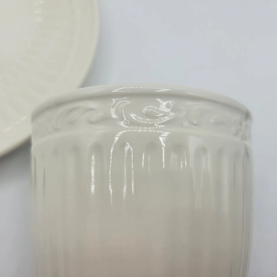 Taza de té y platillo blanco Mikasa italiano de gres rural DD900  Foto 4 de 4