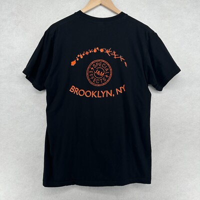 J&M SPECIAL EFFECTS Shirt Mens L BROOKLYN NY Artist Animator Short Sleeve Black