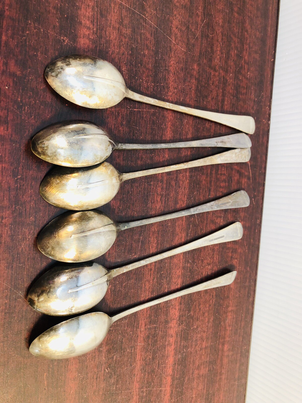 EPNS A1 Sheffield England Set of 6 Long Silver plated Spoons Embossed