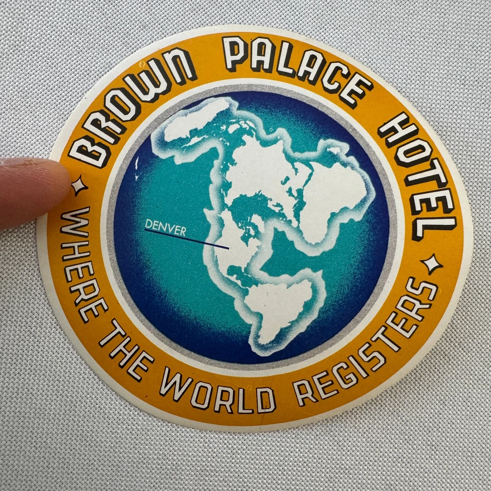 Etiqueta de equipaje de viaje de hotel vintage Brown Palace Hotel Denver Colorado Foto 2 de 3