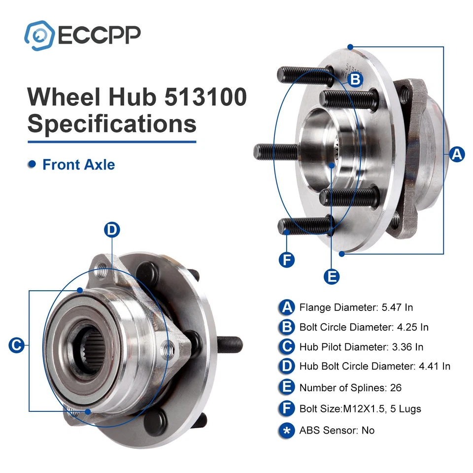 Cojinete de cubo de rueda delantero de 1 pieza para Ford Taurus Mercury Sable Lincoln Continental Foto 2 de 4