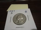 1951 D - USA Silver quarter - American 25 cent