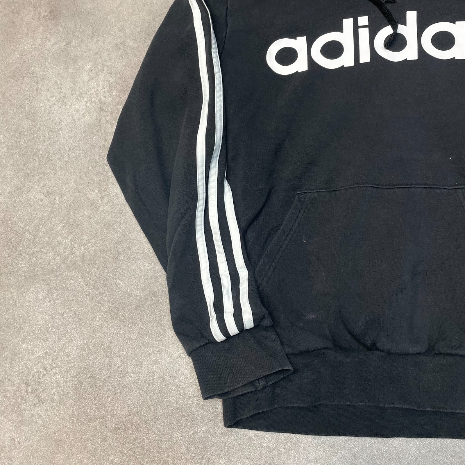 Adidas Hoodie Mens Spellout Y2K Pull Over Sweatshirt, Black, Small image 6