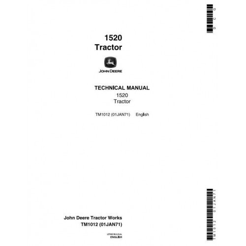 JOHN DEERE 1520 UTILITY TRACTOR TECHNICAL SERVICE MANUAL PDF ON USB - Picture 2 of 5