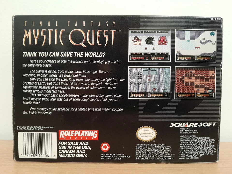 Mystic Quest | Super Nintendo SNES, NTSC US | Complete CIB, Collectible - Image 4 of 4