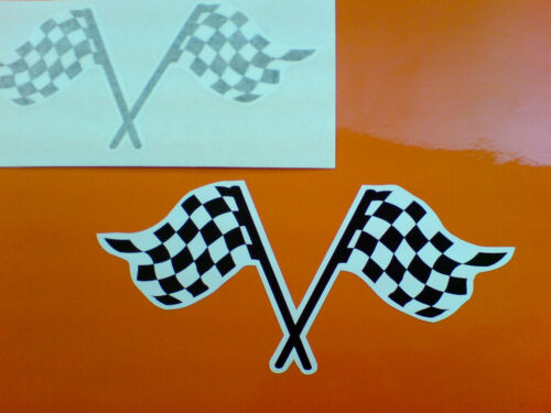 CHEQUERED Flag Motorcycle Helmet Van Car Bumper Stickers Decals 2 off 100mm - Picture 1 of 1
