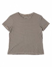 ZARA Womens Crop T-Shirt Top UK 14 Medium Black Striped Cotton AS07