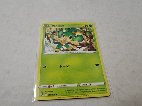 Pokemon Pansage 007/264 Common ERROR CRINKLE CUT Miscut - Bild 4 von 9