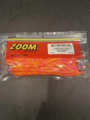 Zoom Baits Original Trick Worm 6 1/2 Sherbert Rubber Fishing Lures