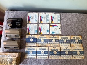 3~AUTHENTIC VINTAGE VIEW MASTER VIEWERS (ONE IN BOX) & 16 REELS OF MEXICO~VGC