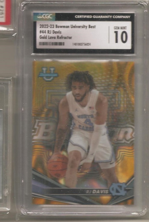 2022-23 Bowman University Best RJ DAVIS Gold Lava Refractor RC /75 #44 CGC 10