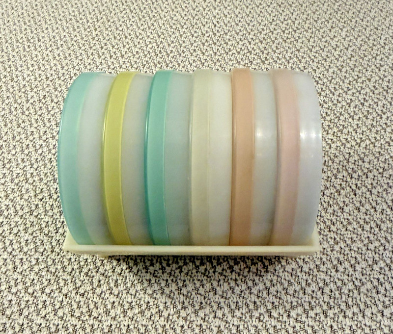 Vintage Tupperware Pastel Coasters with filters Set of 6 With Holder