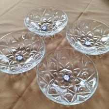 Soga Glass Fruit Dish Set of 4 13.5cm Clear Cut Pattern Vintage Collectible