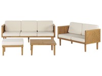 Lounge Set 4-Teilig Akazienholz Hellbraun Mit Auflagen Beige Rustikal Baratti