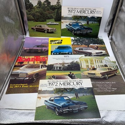 Lot of 9 Vintage 1971-75 Mercury Brochures Cougar Marquis Montego Magazines