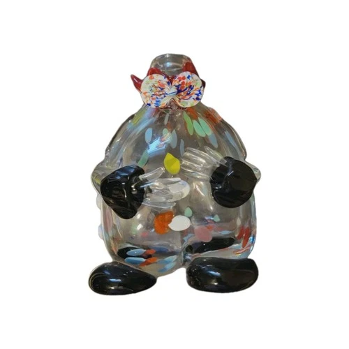 Vintage Murano Art Glass Clown Figurine Decanter, Italian Blown Glass