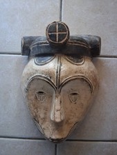 Vintage African Tribal Mask Hand Carved Wood Rustic Wall Art Decor