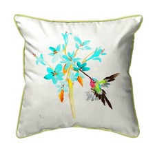 Betsy Drake Blue Hummingbird Large Indoor Outdoor Pillow 18x18