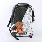 Sprayground Peanuts Franklin Sharks In Comics Backpack Snoopy Zippered Plaid