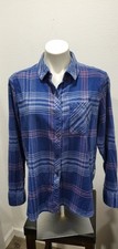 Orvis Shirt Womens M Blue Plaid Flannel Collared Long Sleeve Button Front EUC
