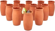Okuna Outpost Cantaritos Clay Drinking Cups - Handcrafted 12 Ounces, Brown 