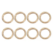 Spring O Rings, 8Pcs 1.1 Inch Metal Round Clips Keychain, Light Gold