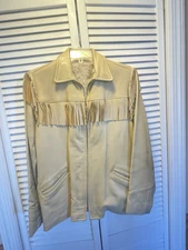 Vintage Genuine Deer Skin Leather Jacket Fringe Womens S Zippered Lining