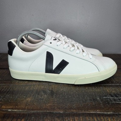Veja Esplar Mens Size EU 40 Lace Up Low Top Casual Shoes Leather White  Black