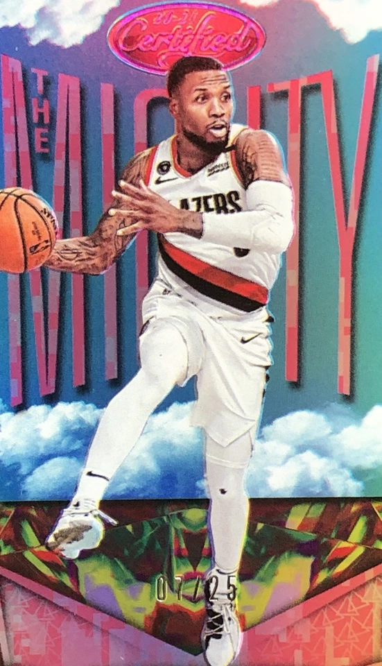 Damian Lillard 2020-21 certificado/25 “The Mighty” rosa camuflaje SSP ESTUCHE HIT No. 7 Foto 3 de 4