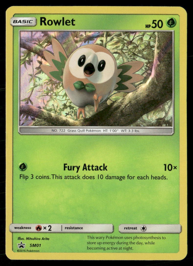 Rowlet - SM01 Holo Promo Sun & Moon Promo Pokemon Lightly Played